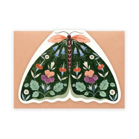 Thumbnail for Floral Moth Shaped Card - Forest Green