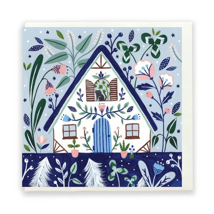 Blue Cottage Card