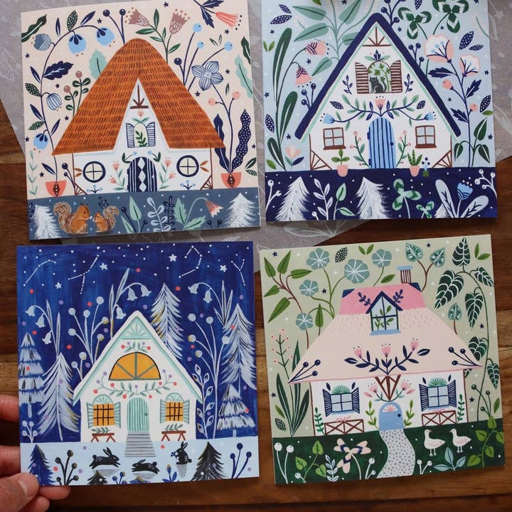 Blue Cottage Card