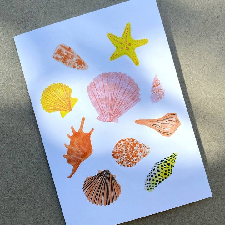Colorful Shell Card Seashells Greeting Card - Illustrated Shells Card – Dear Village