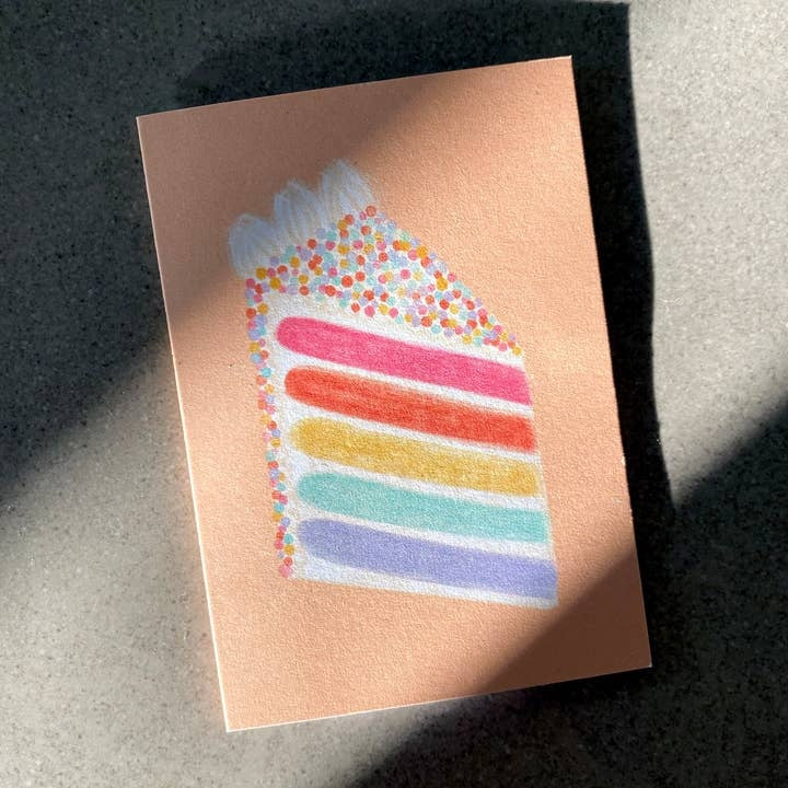 Rainbow Cake Mini Card - Cute Greeting Card | Sprinkle Cake