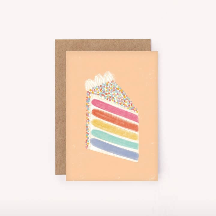 Rainbow Cake Mini Card - Cute Greeting Card | Sprinkle Cake