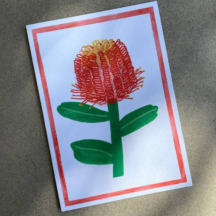 Banksia Australian Wildflower Card - Floral Greeting Card