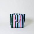 Green Blue Stripe Oversized Tote