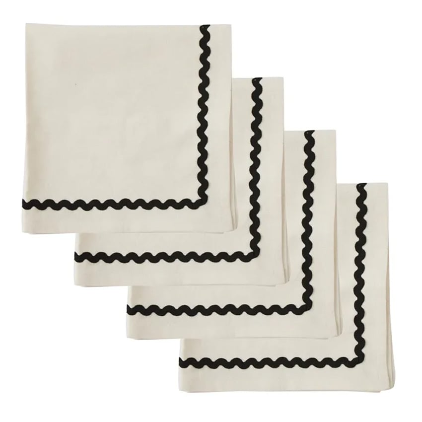 Orla S/4 Cotton Napkins 40cm Ivory/black