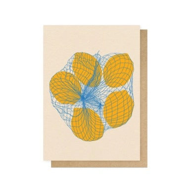 Five Lemons In A Net Bag Greetings Card