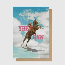Yee Haw Cowgirl Greetings Card