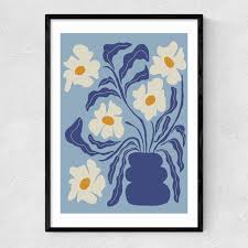 Blue Moon Flower Pot Greetings Card