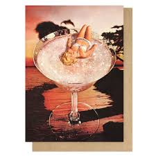 Gltter Pink Margarita Greetings Card