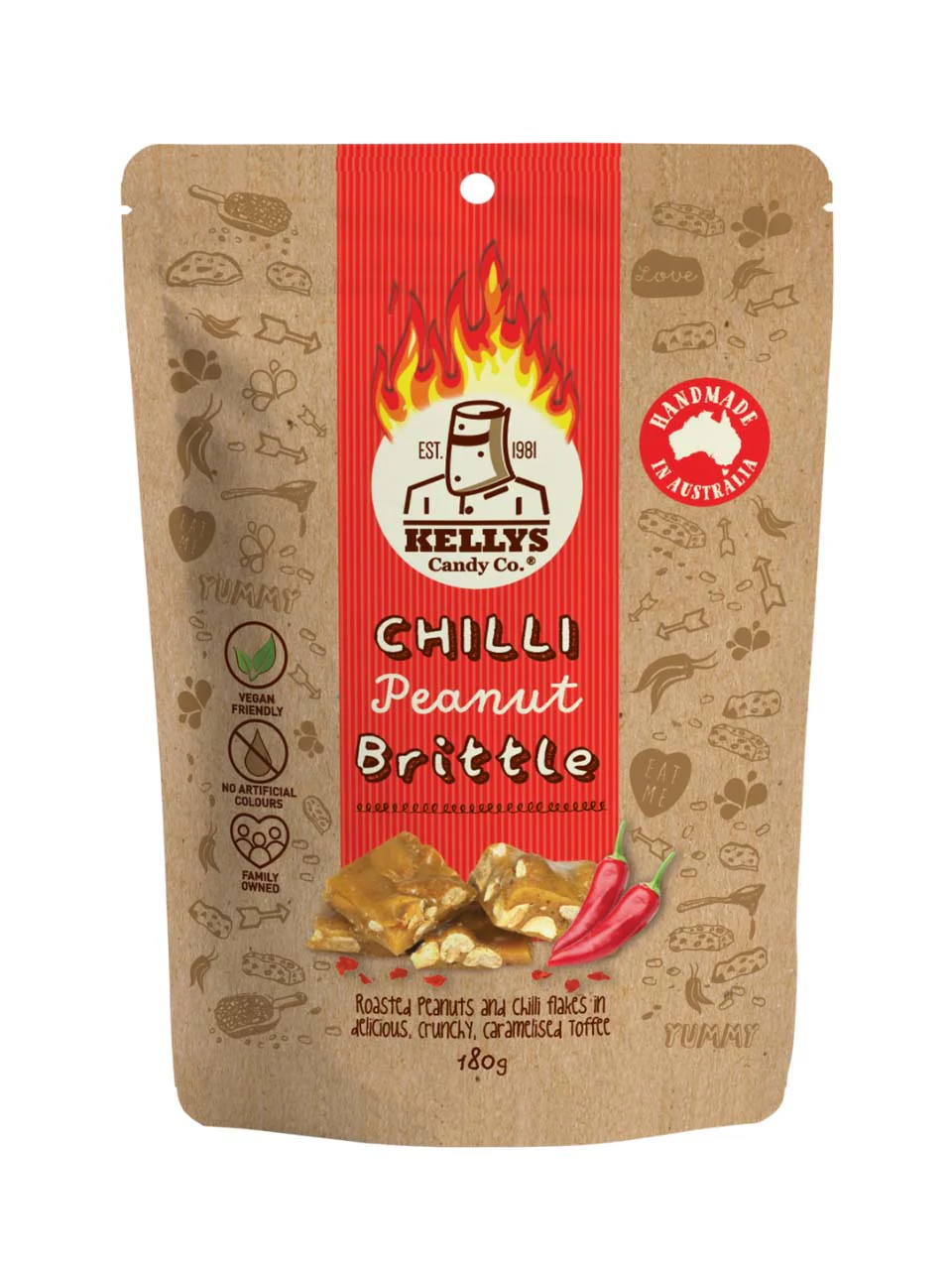Chilli Peanut Brittle - Pouch 180g (1)
