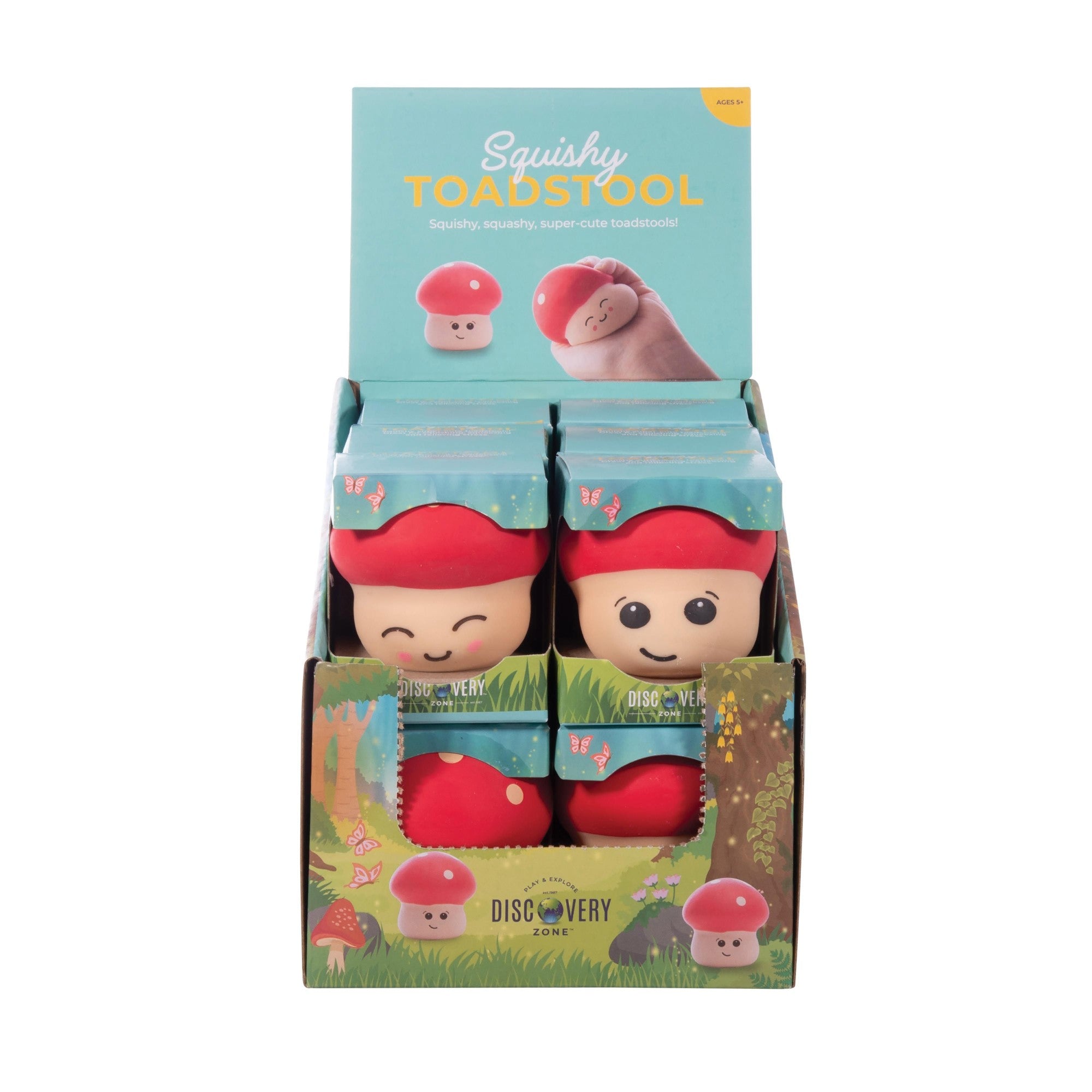 Discovery Zone Squishy Toadstool Cdu 12pcs Red 7x5x8cm