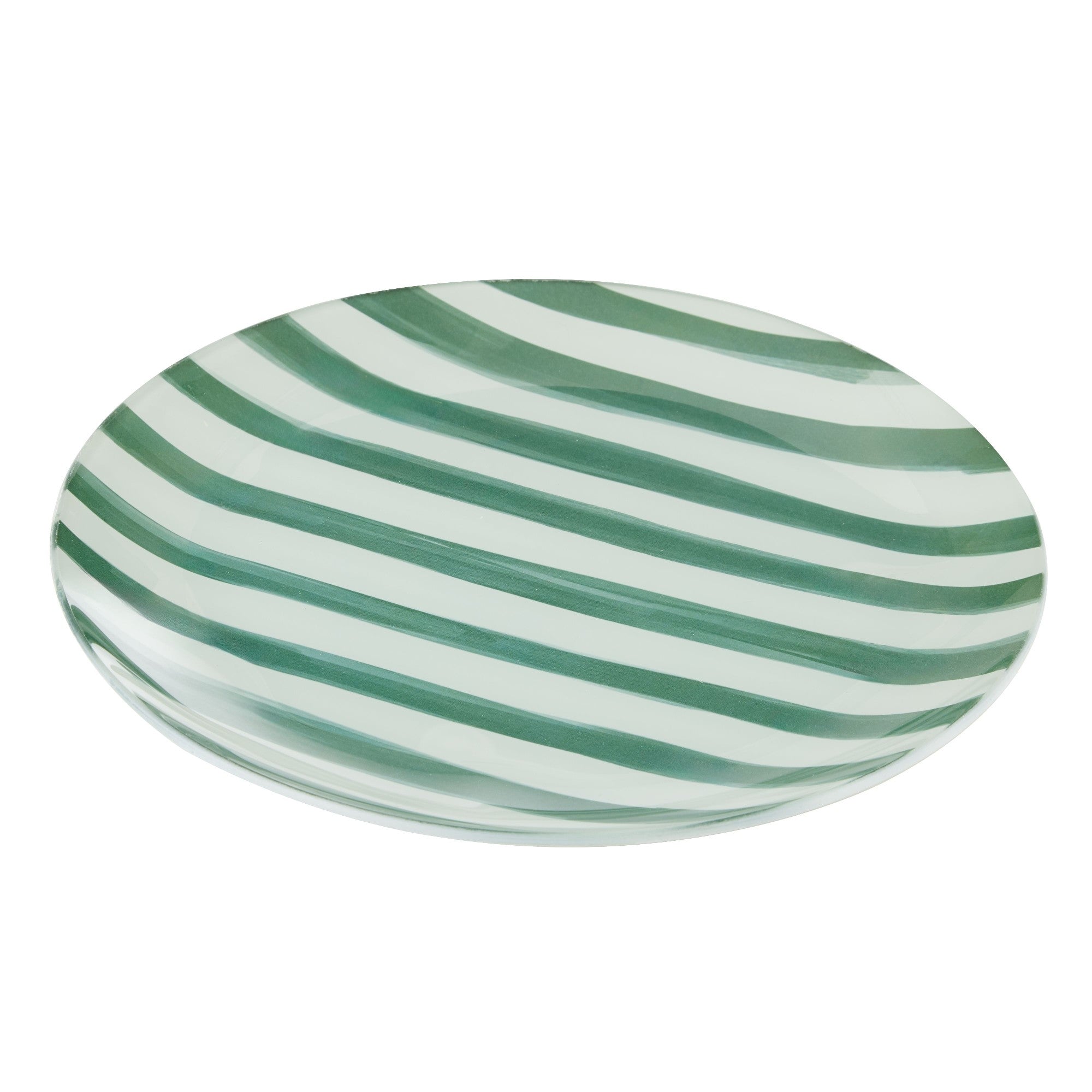 Emporium Large Lulu Glass Plate Green Stripe