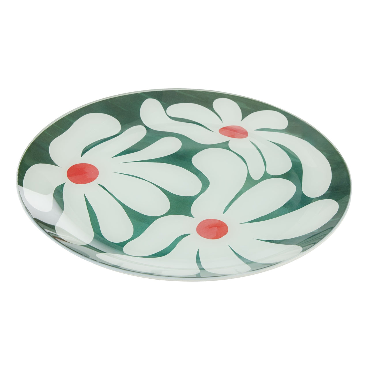 Emporium Extra Large Lulu Glass Plate Green Flower