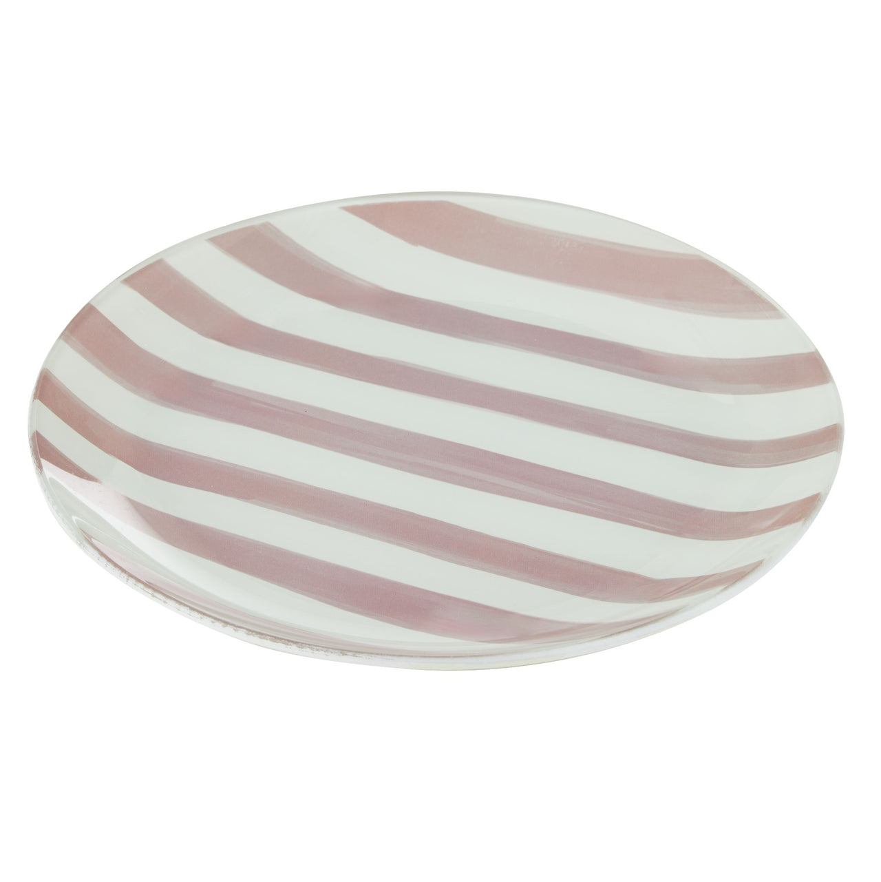 Emporium Medium Lulu Glass Plate Pink Stripe