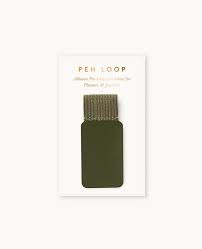 Adhesive Rectangle Pen Loop - Olive Green