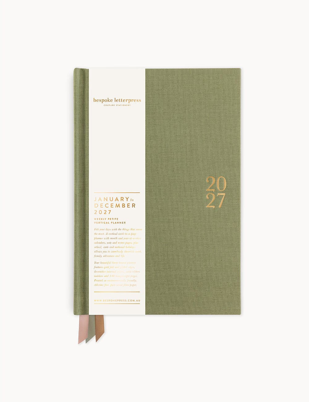2027 Petite Vertical Planner - Laurel Green
