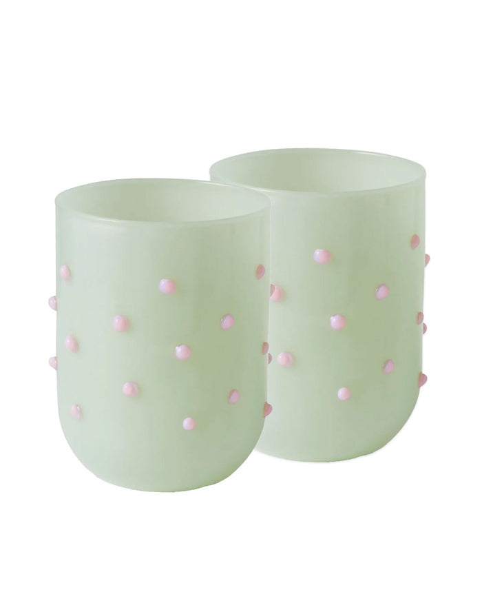 Pistachio Polkadot Short Tumbler Glass 2p Set One Size