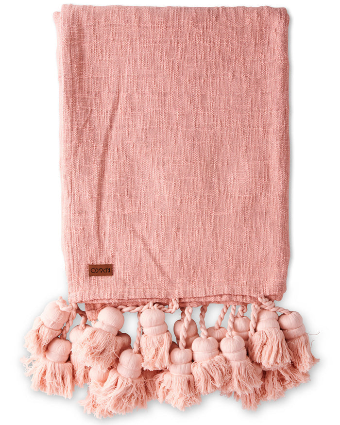 Dusty Pink Tassel Throw