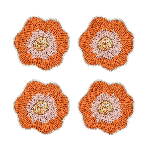 Flora S/4 Beaded Coaster - Multi