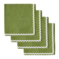 Thumbnail for Orla Set Of 4 Cotton Napkins - Olive/ivory