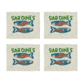 Sardines S/4 Beaded Coasters 10x12.5cm