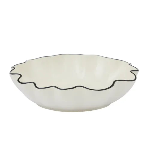 Winslow Ceramic Bowl 30x7cm Ivory/black
